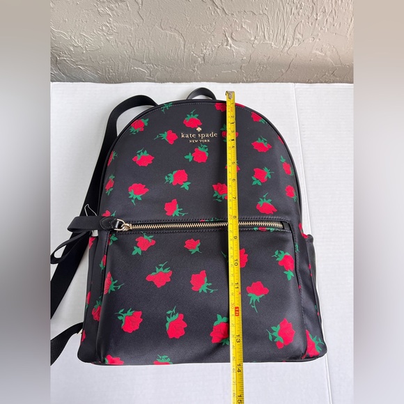 New KATE SPADE NY Designer Backpack Black Chelsea Rose Toss NWT - Picture 6 of 10